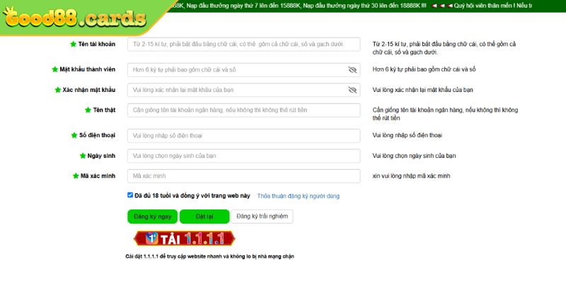 Đăng ký Good88 trên máy tính