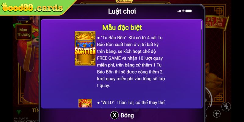 Luật chơi và cách tính thưởng nổ hũ Thần Tài Giáng Lâm